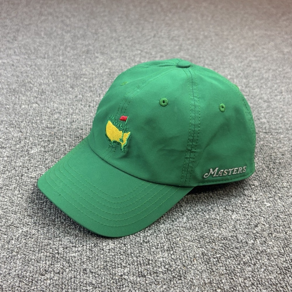 Masters Augusta National Golf Hat Green Rubber Strapback Metallic Logo Rare Cap